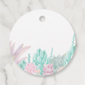 多肉質かわいい水色ピンクの赤ちゃん女の子シャワー フェイバータグ (裏面)