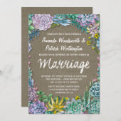 多肉質とバ素朴ラップ結婚式招待状 招待状 (正面/裏面)