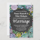 多肉質と黒板結婚式招待状 招待状 (正面)