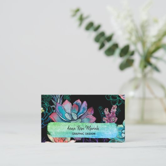 *~*多肉質のシックグリッターガーリーエキサイティフェミニンング 名刺 (スタンド正面)