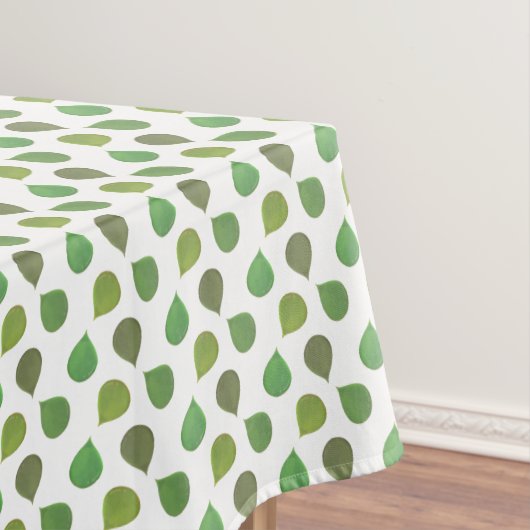 多肉質のジェイドツリーグリーン葉オン白 テーブルクロス (インサイチュ)