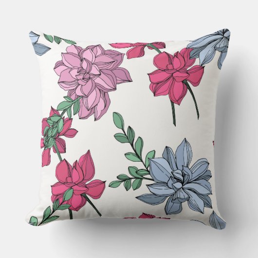 多肉質のフローラパステルは青、ピンクと白で働く クッション (正面)