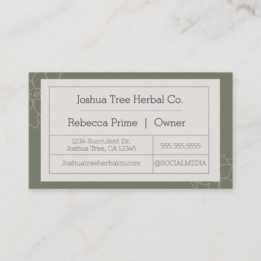 多肉質の名刺 |薬用スタイル 名刺 (正面)