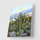 多肉質の夕日 スクエア壁時計 (傾斜)