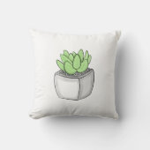 多肉質の手描き植物装飾用クッション クッション (正面)