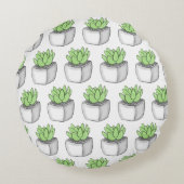 多肉質の手描き植物 ラウンドクッション (裏面)