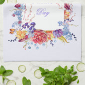 多肉質の水が母の日を彩る キッチンタオル (折り畳み)