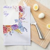 多肉質の水が母の日を彩る キッチンタオル (四つ折り)