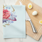 多肉質の水が母の日を彩る キッチンタオル (四つ折り)