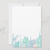 多肉質の水の色ミントグリーンボーイ赤ちゃんシャワー 招待状 (裏面)