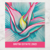 多肉質の水彩画 ワインラベル (シングルラベル)