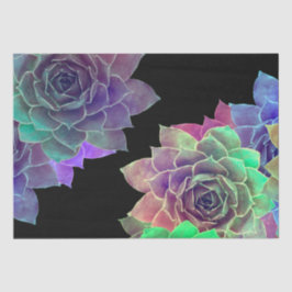 多肉質の水彩黒紫グリーンデザイン 薄葉紙