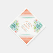 多肉質の水色の緑のオレンジ結婚の色 スタンダードカクテルナプキン (角)