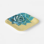 多肉質の水色イエローレース ペーパープレート (傾斜あり)