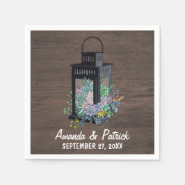 多肉質の素朴カントリー結婚ランタンのナプキン スタンダードカクテルナプキン