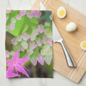 多肉質の緑のを持つホットピンクの多肉性葉セダム キッチンタオル (四つ折り)