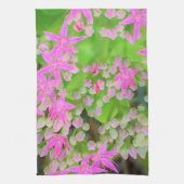 多肉質の緑のを持つホットピンクの多肉性葉セダム キッチンタオル (縦)