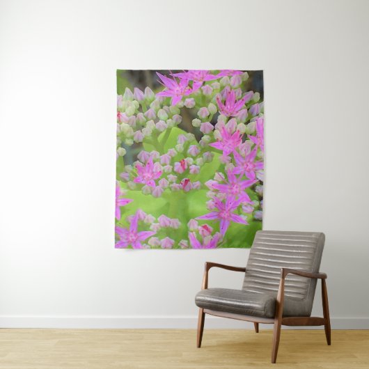 多肉質の緑のを持つホットピンクの多肉性葉セダム タペストリー (インサイチュ)