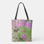 多肉質の緑のを持つホットピンクの多肉性葉セダム トートバッグ (裏面)