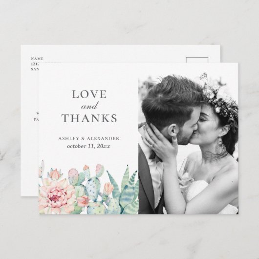 多肉質の花。結婚のフローラは感謝してい君 ポストカード (正面/裏面)