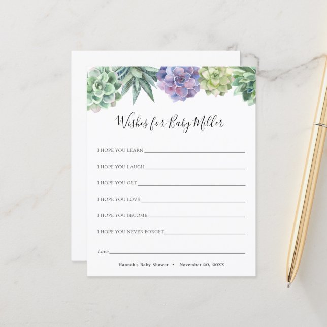 多肉質の赤ちゃんシャワーがベビーを願う (正面/裏面インサイチュ)