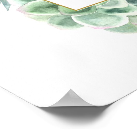 多肉質の赤ちゃんシャワー歓迎サイン ポスター (角)