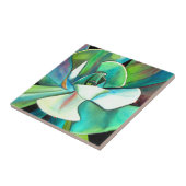 多肉質の青と緑の砂漠水彩画 タイル (側面)