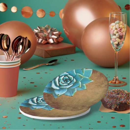 多肉質ウォーター素朴ブラウン ペーパープレート (複数)