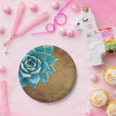 多肉質ウォーター素朴ブラウン ペーパープレート (パーティー)