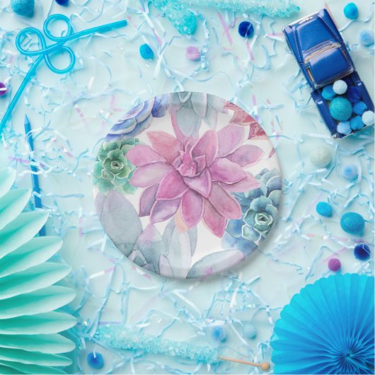 多肉質シモダンックマーブルブライダルシャワーフィエスタ ペーパープレート (パーティー)