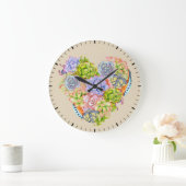 多肉質ハート壁時計 ラージ壁時計 (ホーム)