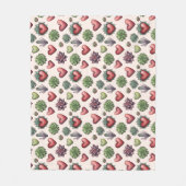 多肉質ハート水色バレンタインのパターン フリースブランケット (正面)