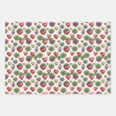 多肉質ハート水色バレンタインのパターン ラッピングペーパーシート (正面2)