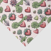 多肉質ハート水色バレンタインのパターン 薄葉紙 (詳細)