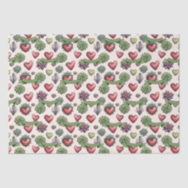 多肉質ハート水色バレンタインのパターン 薄葉紙