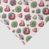 多肉質ハート水色バレンタインのパターン 薄葉紙 (詳細)