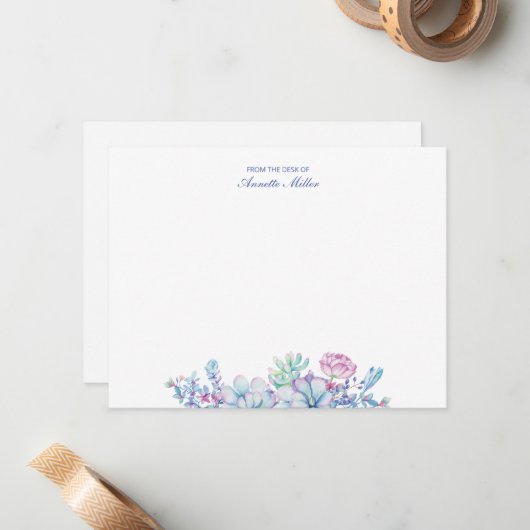 多肉質フローラパーソナライズされた文房具ノートカード ノートカード (正面/裏面インサイチュ)