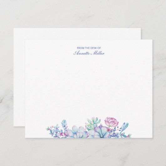 多肉質フローラパーソナライズされた文房具ノートカード ノートカード (正面/裏面)