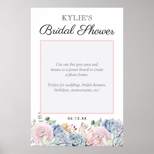 多肉質フローラ結婚のブライダルパーティフォトプロップ ポスター (正面)