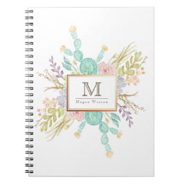 多肉質ブーケ水彩 |イニシャル ノートブック
