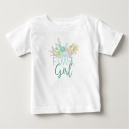 多肉質ブーケ水彩 |フラワーガールトップ ベビーTシャツ