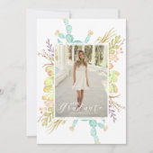 多肉質ブーケ水彩 |卒業パーティー 招待状 (正面)