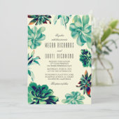 多肉質ブーケ – フローラティール（緑がかった色）結婚ズ 招待状 (スタンド正面)