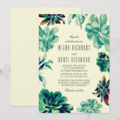 多肉質ブーケ – フローラティール（緑がかった色）結婚ズ 招待状 (正面/裏面)