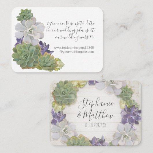 多肉質木製西ボー結婚ホのWebサイトカード エンクロージャーカード (正面/裏面)