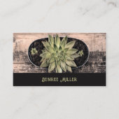 多肉質素朴木材ヴィンテージグリーンブラック 名刺 (正面)