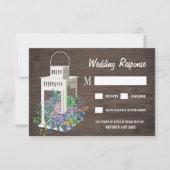 多肉質素朴木製ランタンウェディングRSVPカード 出欠カード (正面)