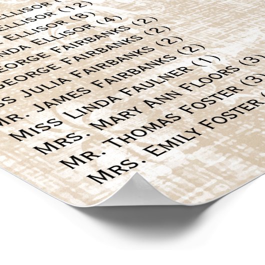 多肉質結婚の座席表 ポスター (角)