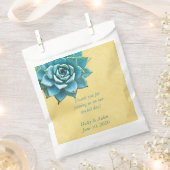 多肉質結婚の水色イエローレース フェイバーバッグ (クリップ留めされた状態)