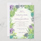 多肉質結婚の水色 招待状 (正面)